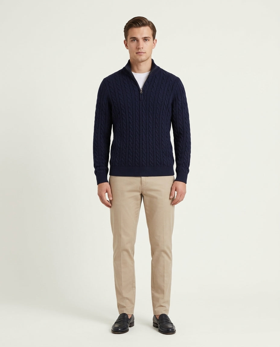Vienna Zipped Sweater - Navy