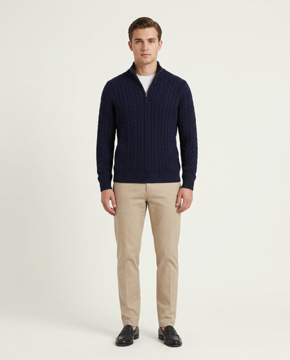 Vienna Zipped Sweater - Navy