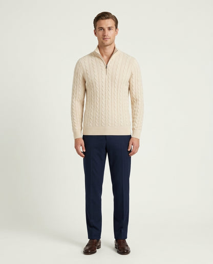 Vienna Zipped Sweater - Beige