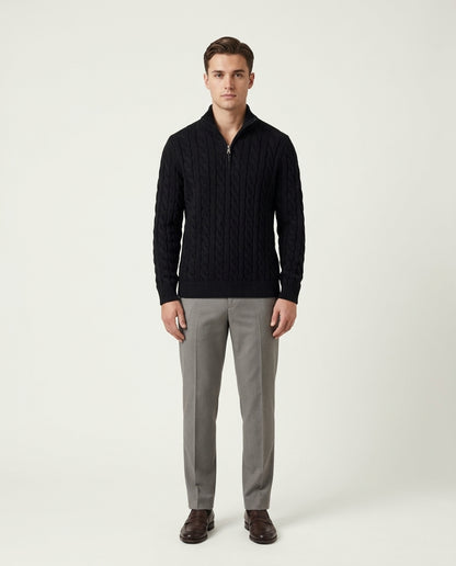 Vienna Zipped Sweater - Black