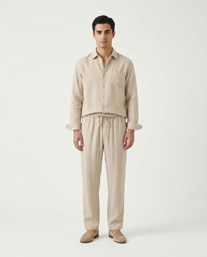 Florence Linen Set Long Sleeve Beige