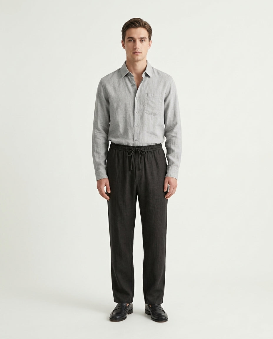 Naples Linen Set Long Sleeve Grey/Black