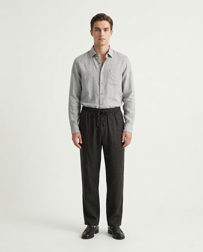 Naples Linen Set Long Sleeve Grey/Black