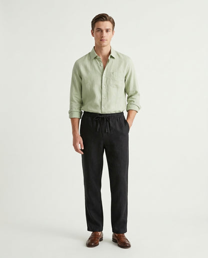Naples Linen Set Long Sleeve Mint Green/Black