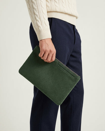 Alcantara Clutch Bag Midnight Green
