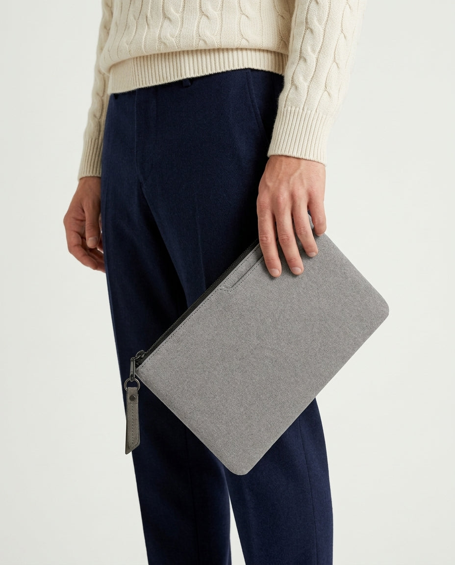Alcantara Clutch Bag Moonstone Gray