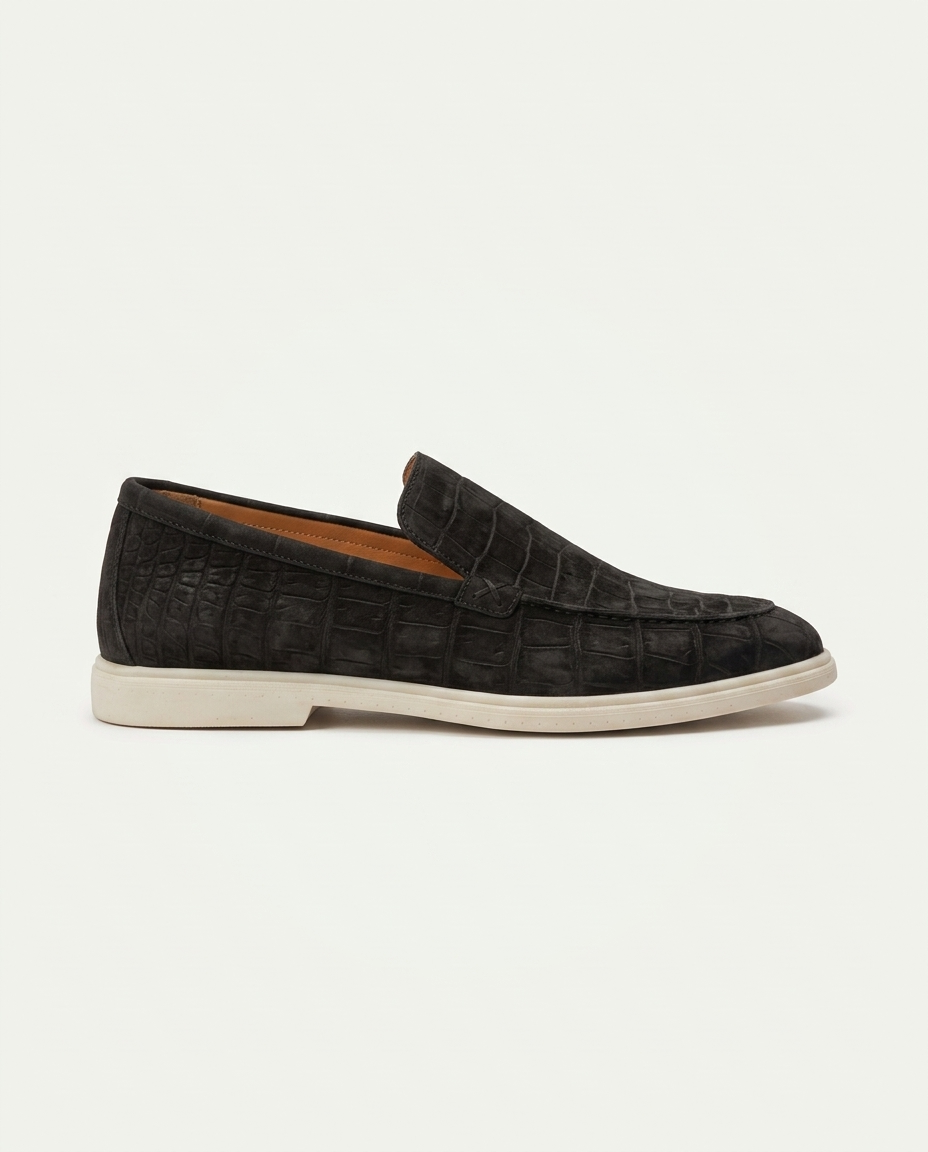 Croco Suede Loafer - Charcoal | LIMITED EDITION