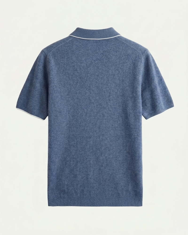Florence Wool Knit Polo - Blue