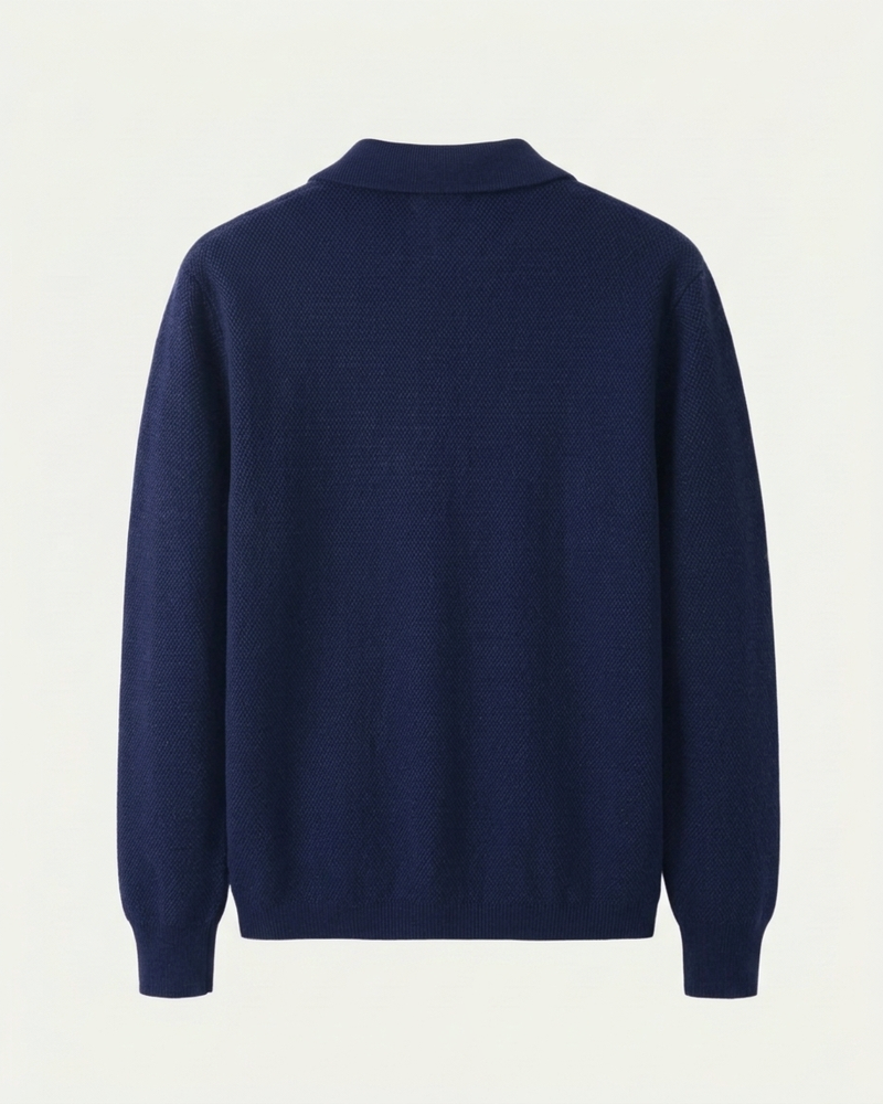 Naples Wool Button Overshirt - Navy Blue