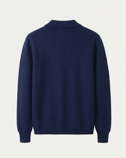 Naples Wool Button Overshirt - Navy Blue