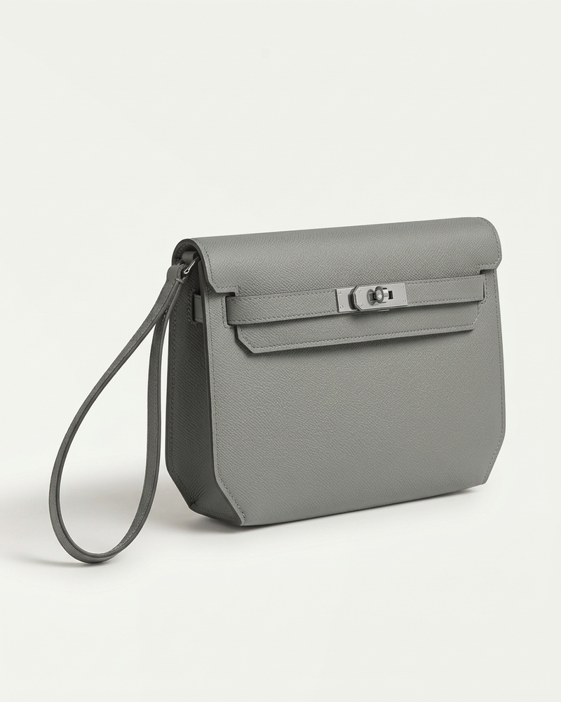 Paris Leather Pochette - Grey
