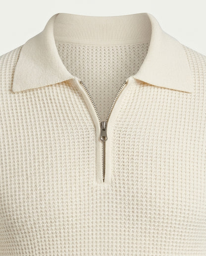 Paris Zipped Sweater - White