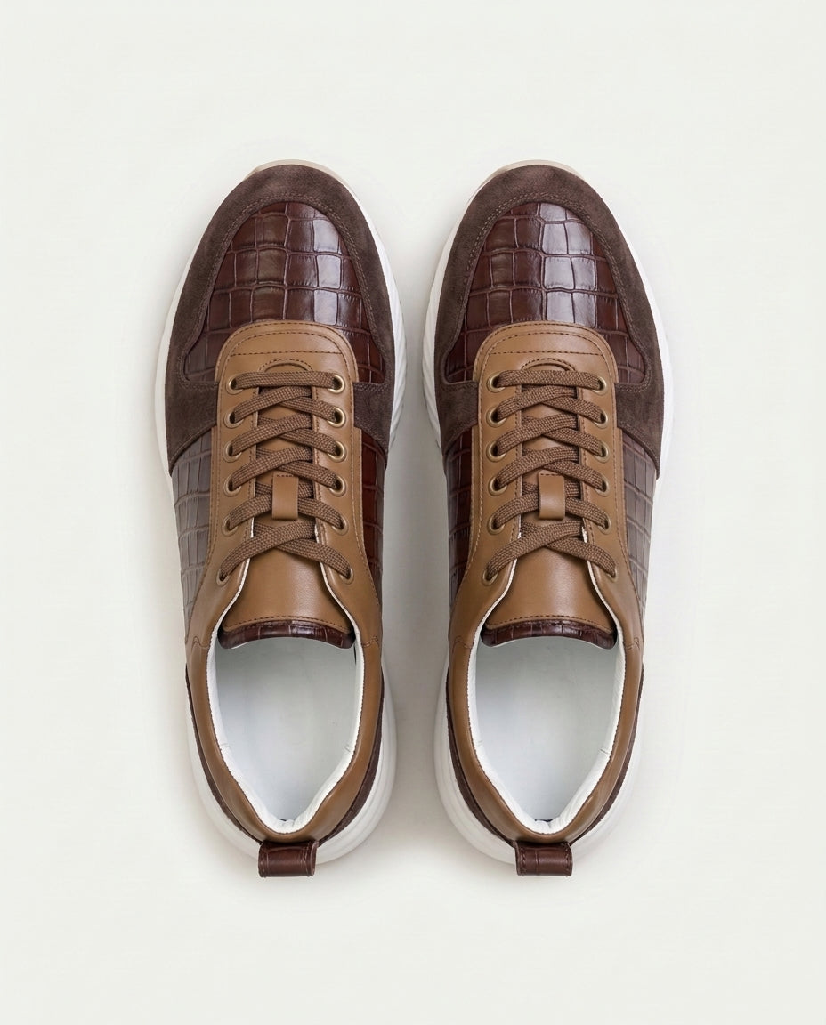 Croco Milano Sneaker - Espresso