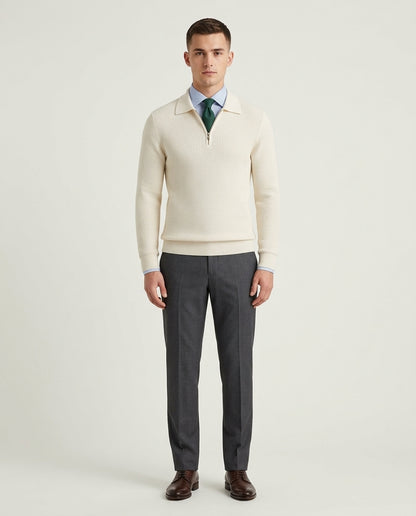 Paris Zipped Sweater - White