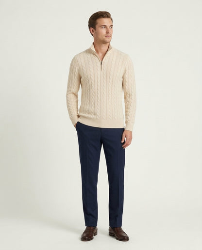 Vienna Zipped Sweater - Beige