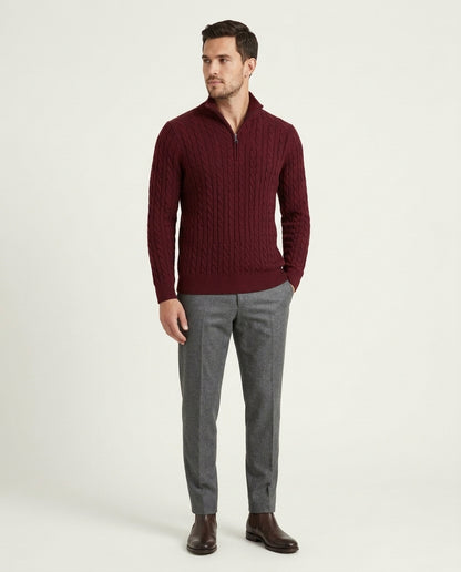 Vienna Zipped Sweater - Burgundy
