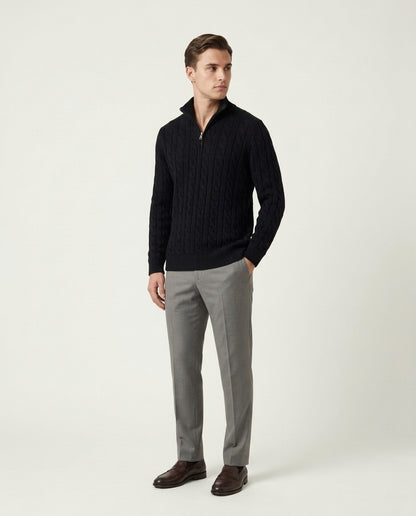 Vienna Zipped Sweater - Black