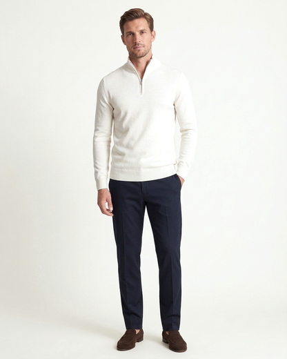 London Quarter Zip - White
