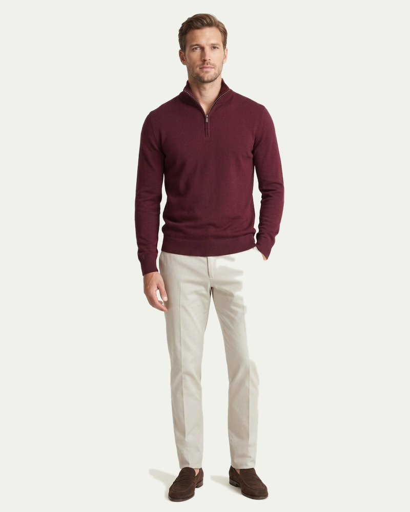 London Quarter Zip - Burgundy