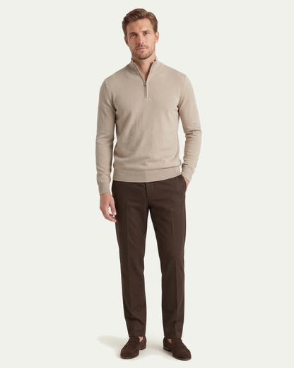 London Quarter Zip - Beige