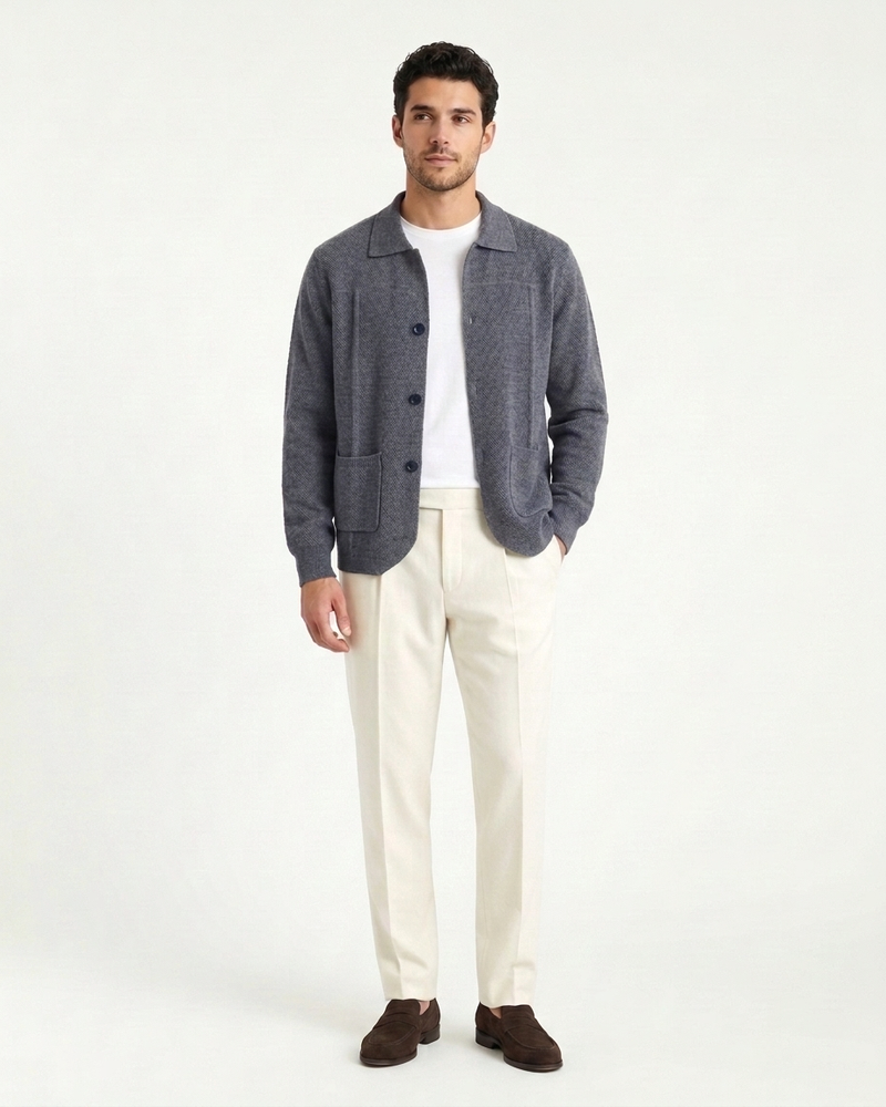 Naples Wool Button Overshirt - Grey
