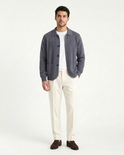 Naples Wool Button Overshirt - Grey