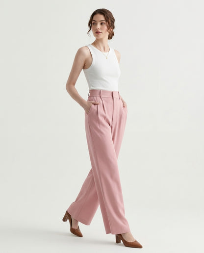 Vienna Wide-Leg Trousers - Pink