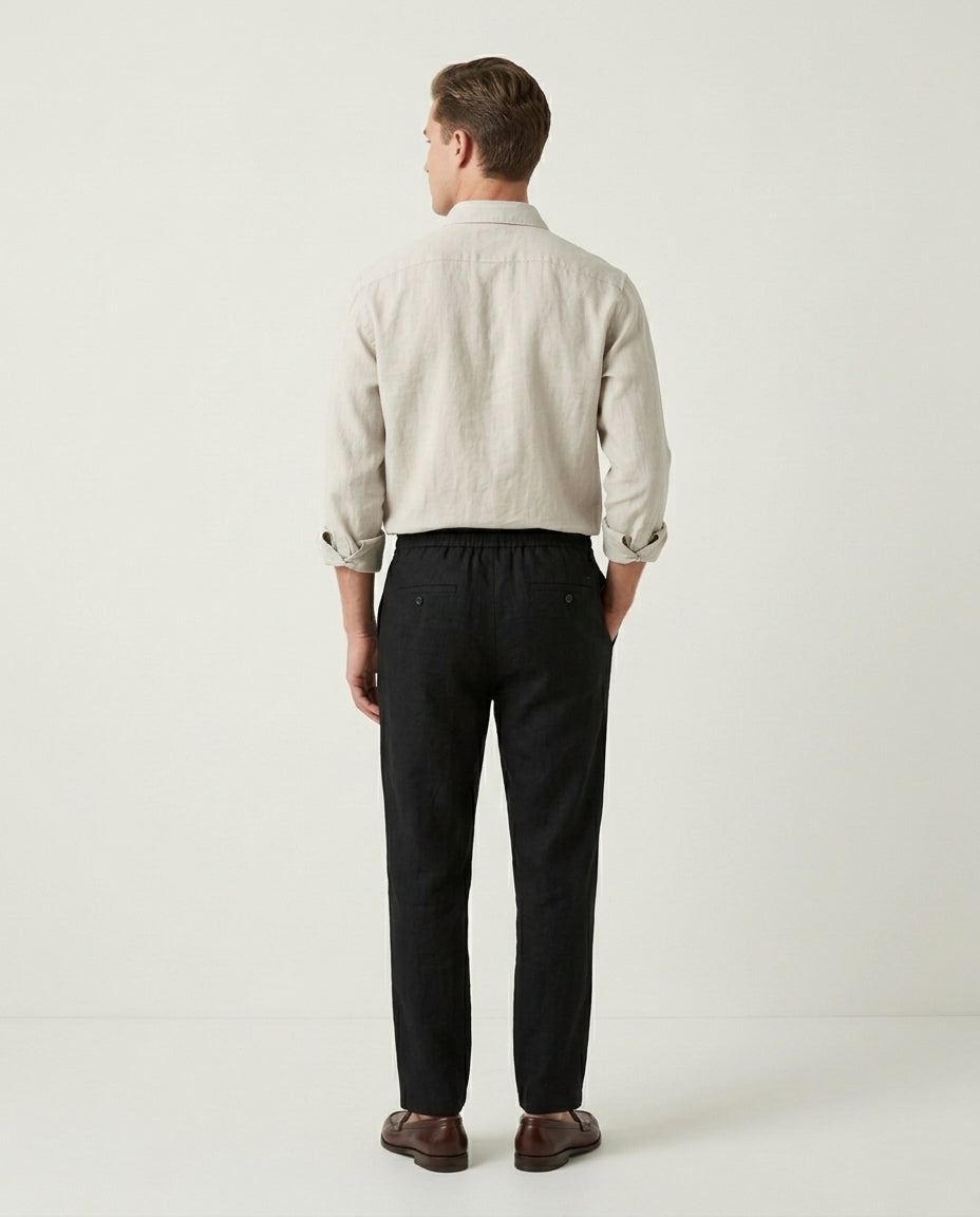 Naples Linen Set Long Sleeve Beige/Black