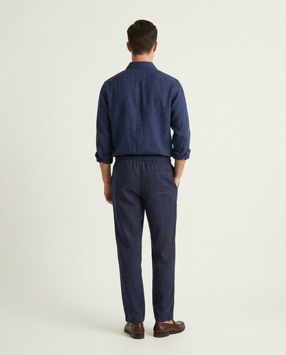 Florence Linen Set Long Sleeve Navy
