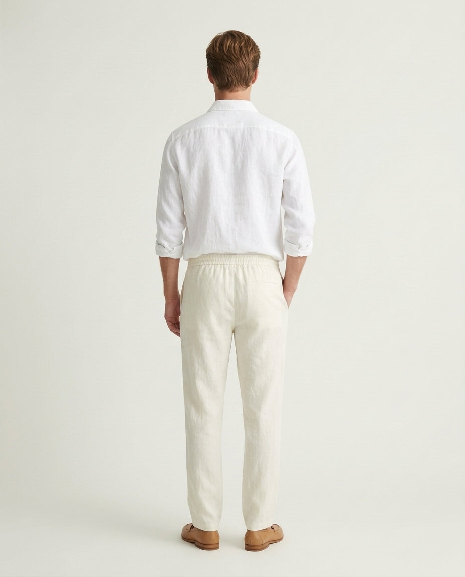 Florence Linen Set Long Sleeve White
