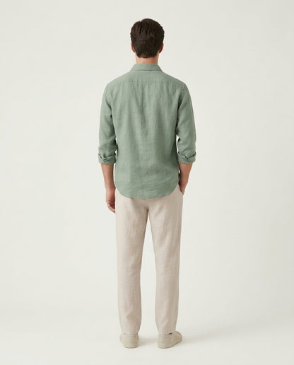 Naples Linen Set Long Sleeve Green/Beige