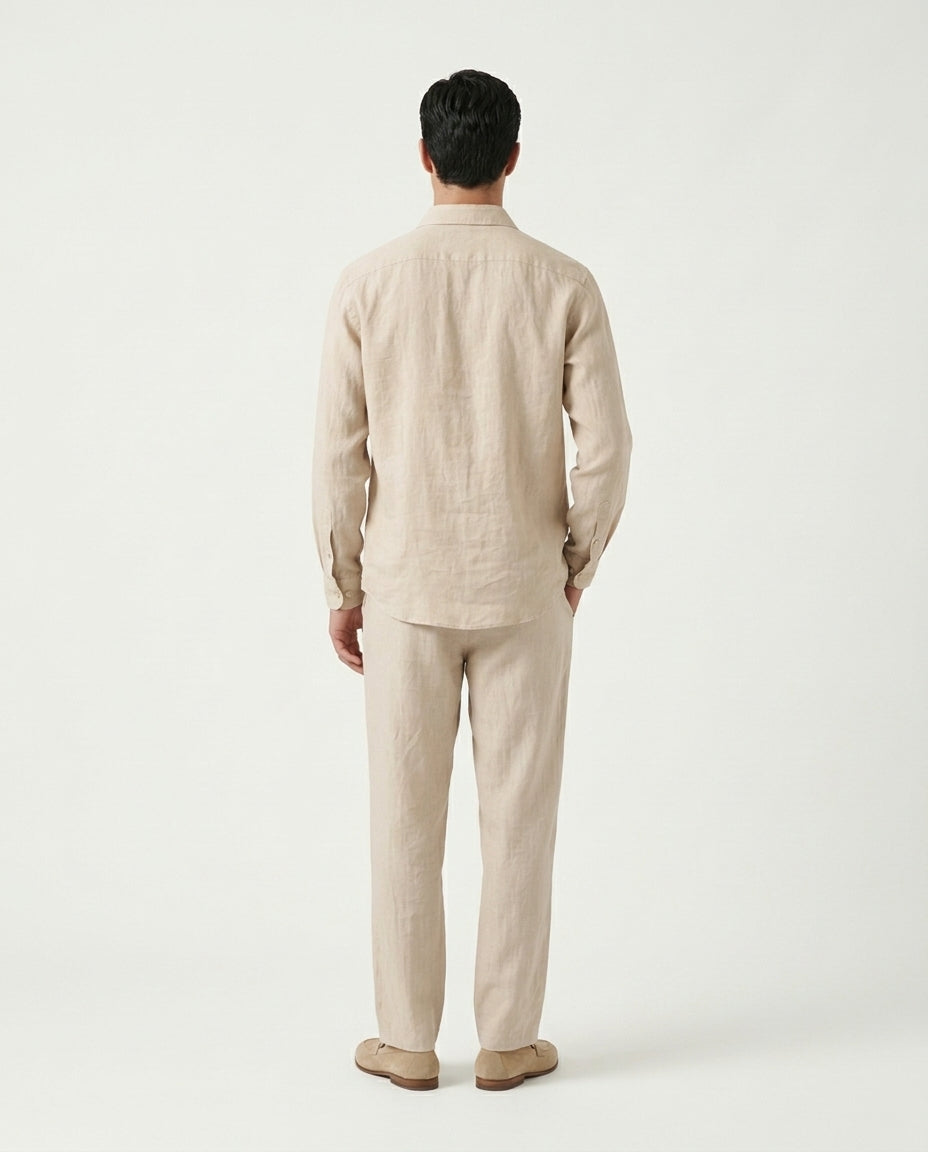 Florence Linen Set Long Sleeve Beige