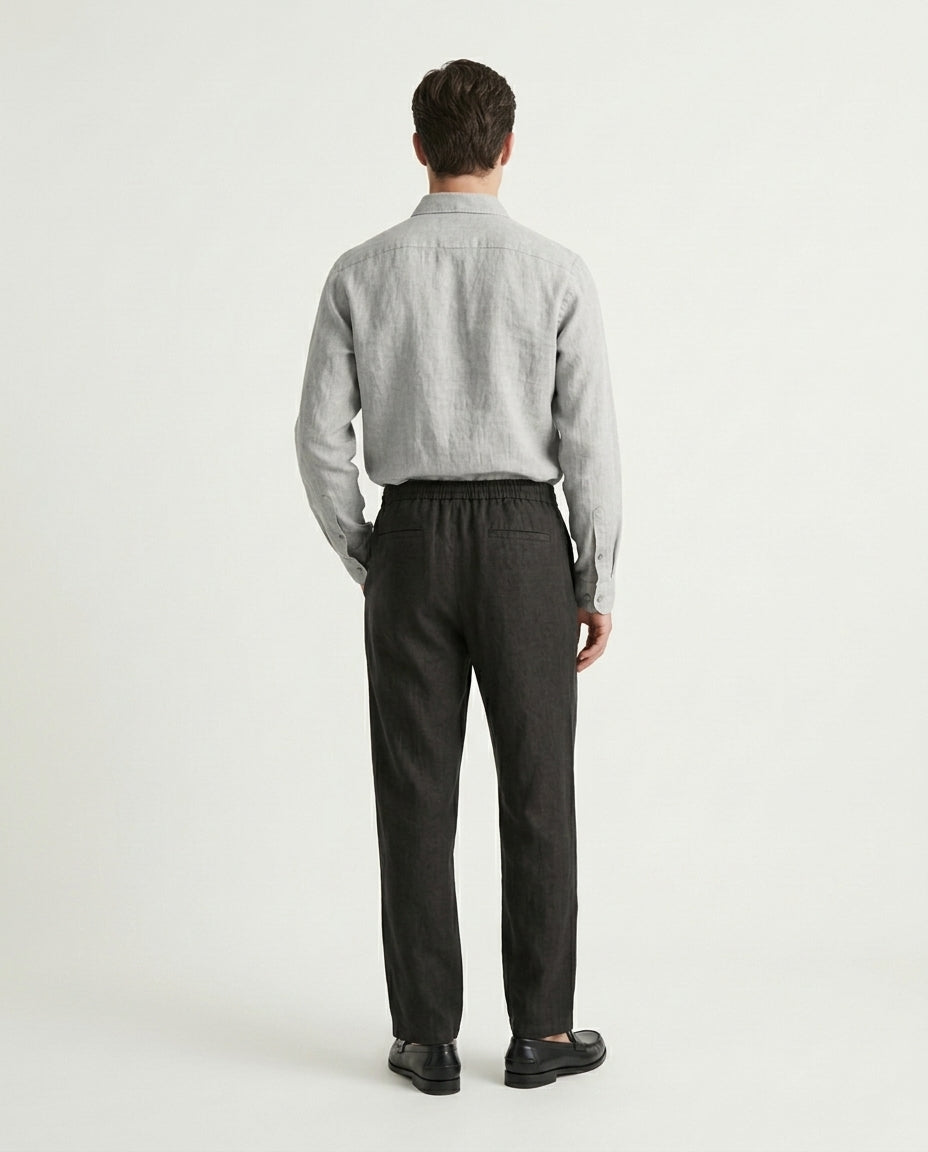 Naples Linen Set Long Sleeve Grey/Black