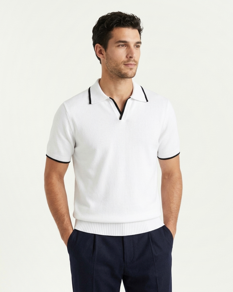 Rome Knitted Polo - White