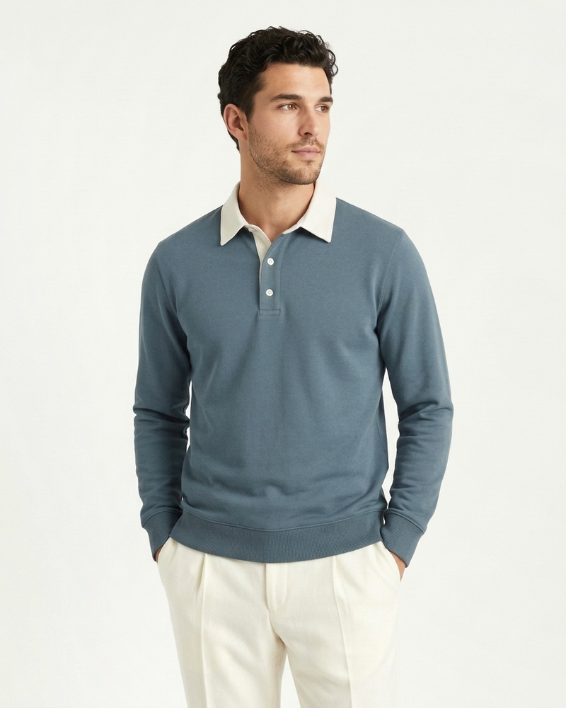 Athens Polo Knit - Cyan