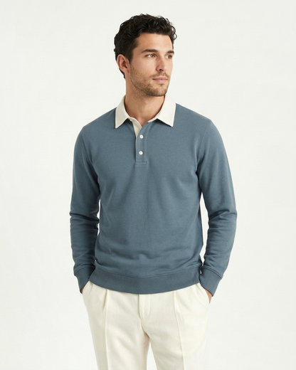 Athens Polo Knit - Cyan