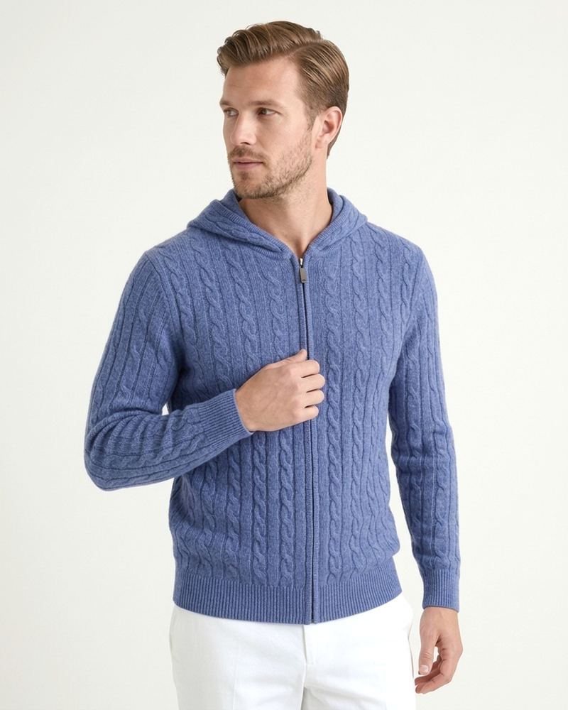 Madrid Cashmere Hoodie - Blue