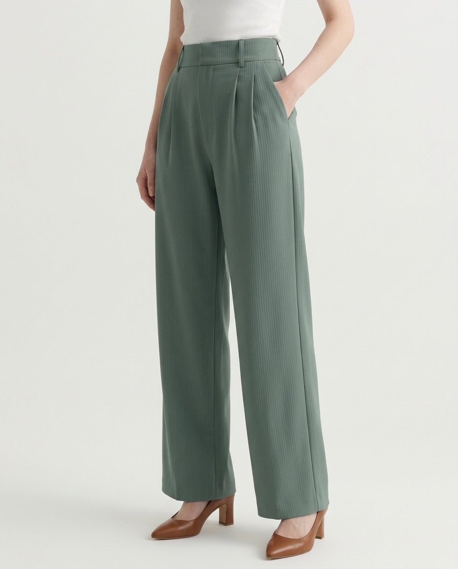 Vienna Wide-Leg Trousers - Green