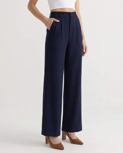 Vienna Wide-Leg Trousers - Navy