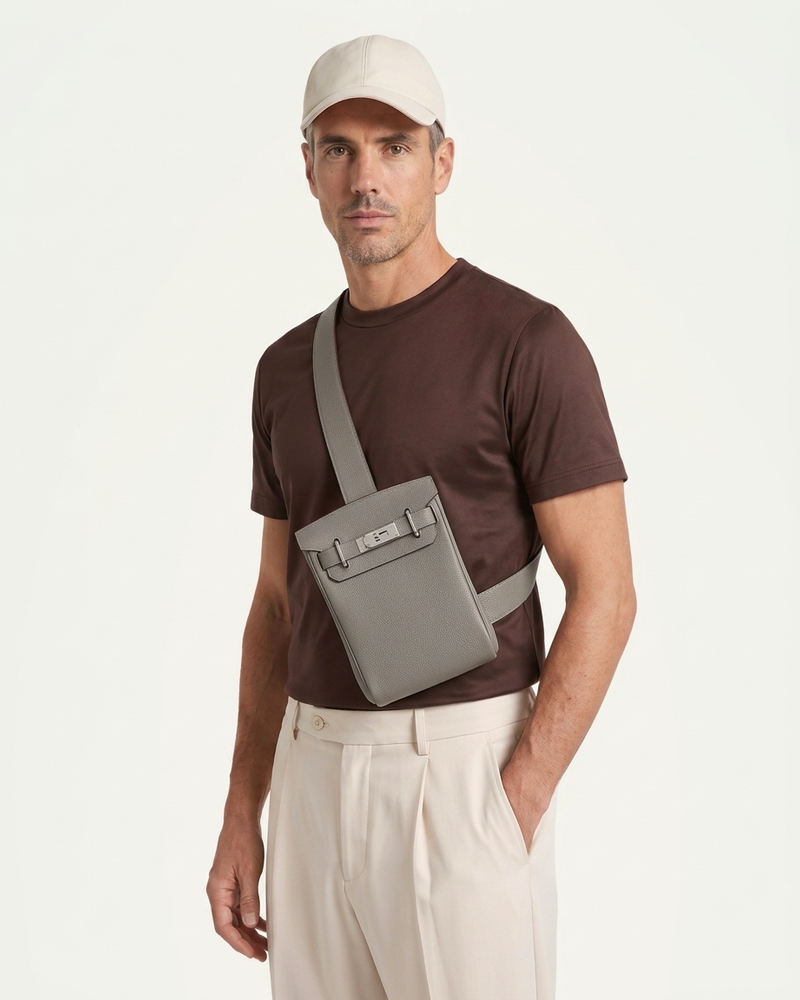 Madrid Leather Crossbody - Grey