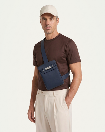 Madrid Leather Crossbody - Navy