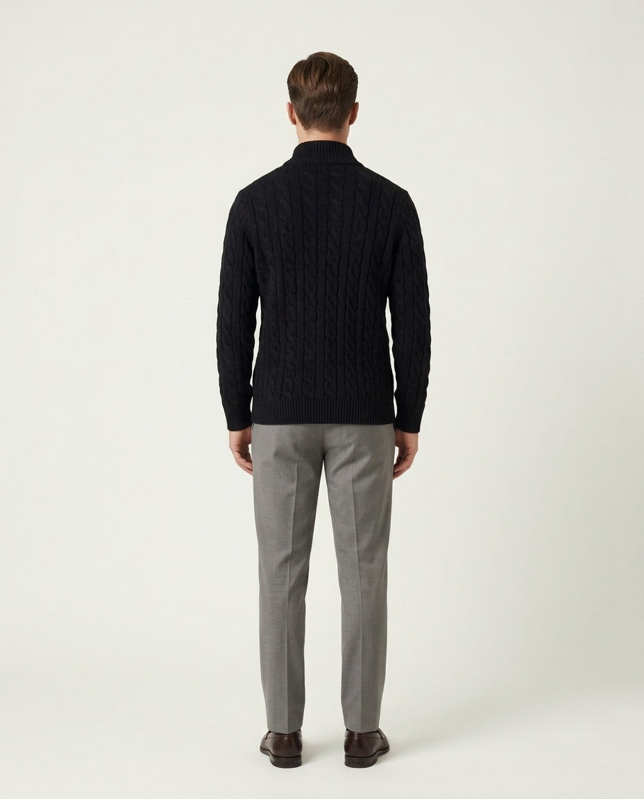 Vienna Zipped Sweater - Black