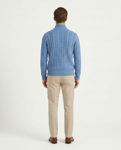 Vienna Zipped Sweater - Light Blue