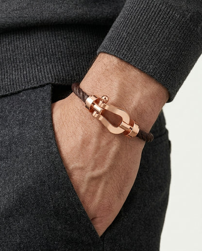 Davos Bracelet Dark Brown / Rose Gold