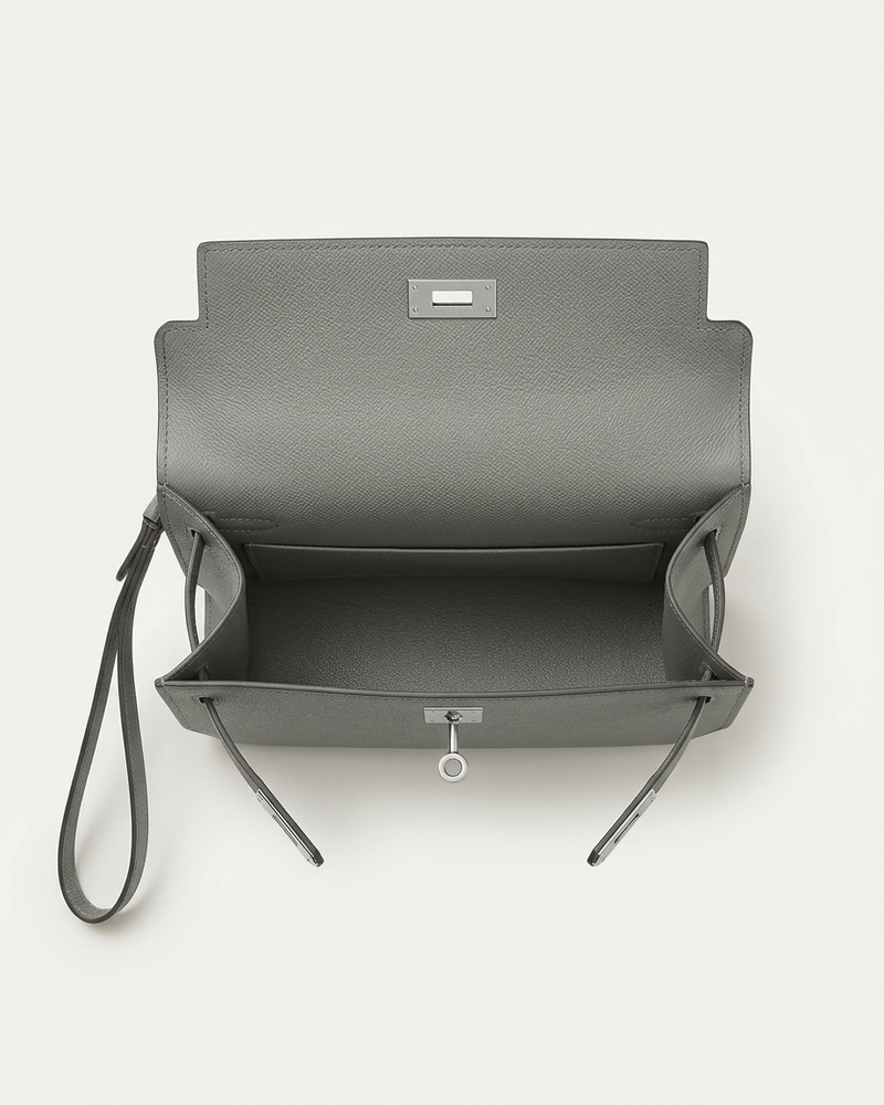 Paris Leather Pochette - Grey