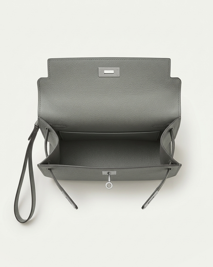Paris Leather Pochette - Grey