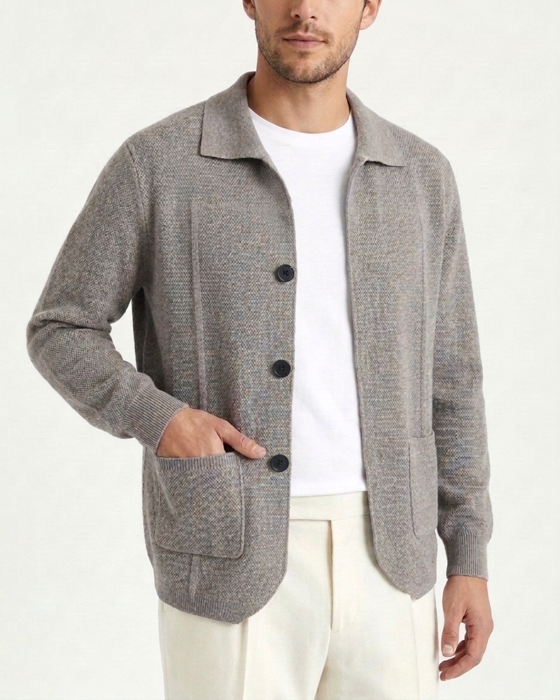 Naples Wool Button Overshirt - Camel