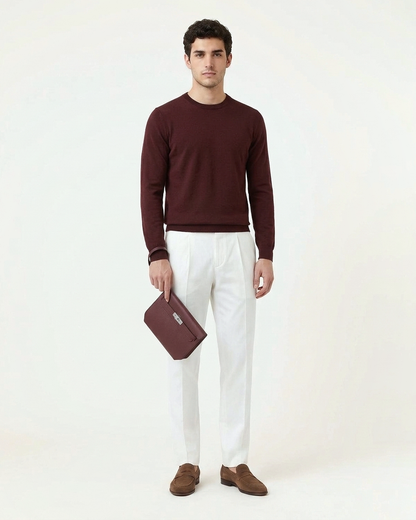Paris Leather Pochette - Burgundy