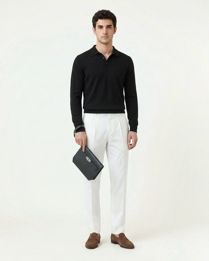 Paris Leather Pochette - Black