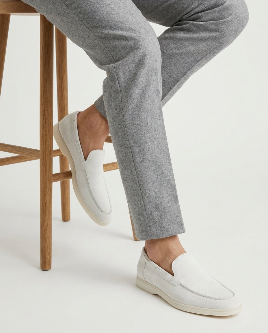 Classic Suède Loafer Pearl White